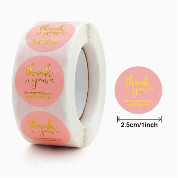 500 1in PeachThank You Stickers - Picture 7 of 7